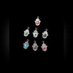 Colorful Hamsa Hand Charms - 7 pieces